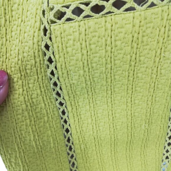 Rebecca Taylor Chartreuse Lattice Nude Illusion Dress Size 4 Green Sheath Lined - Picture 11 of 12